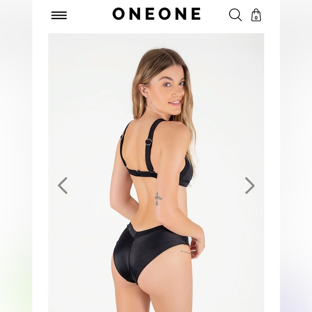 OneOne Swimwear Kameron & Jesse Black Ribbed Bikini XL TOP ONLY
